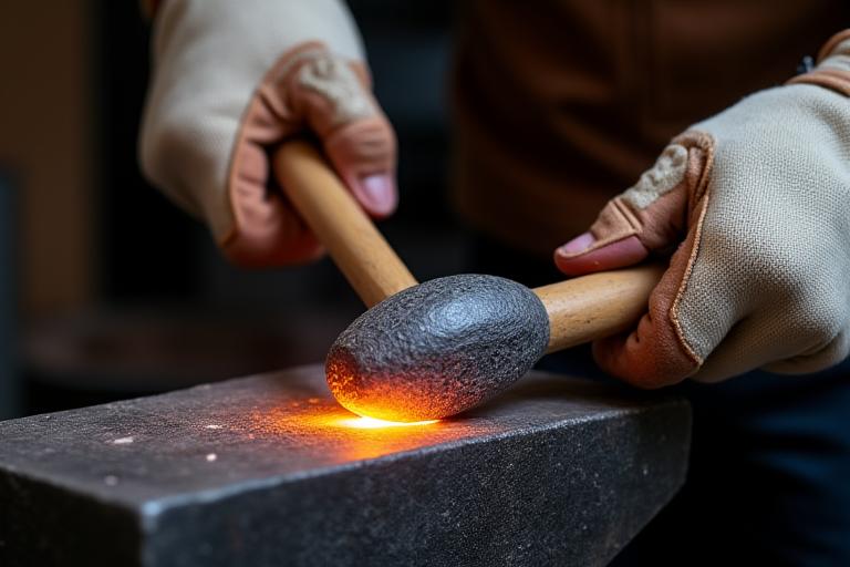 手作業で鍛造されるアイアンクラブヘッド